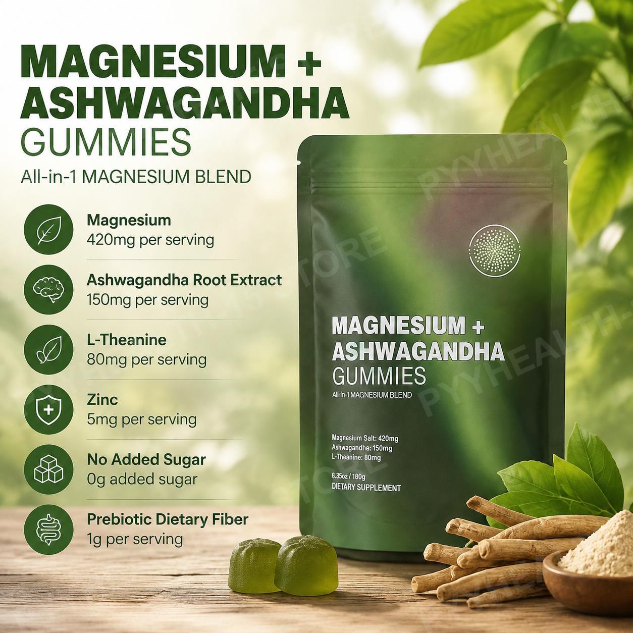 Magnesium + Ashwagandha Gummie - Ashwagandha Extract Root review and price
