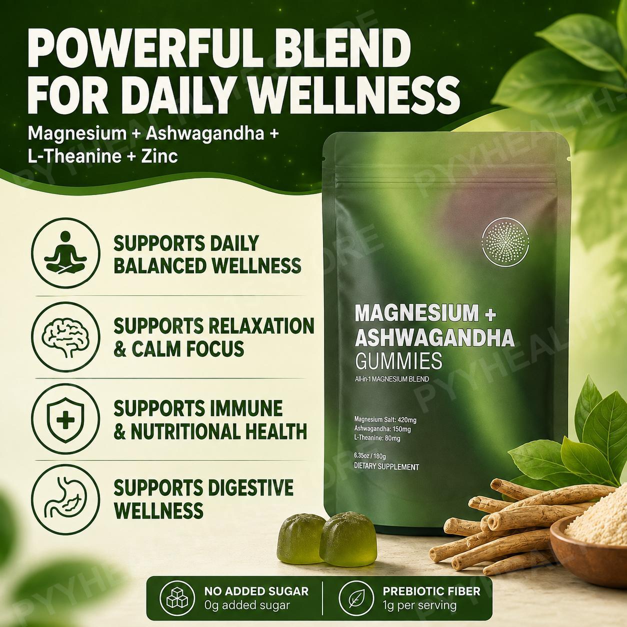 Magnesium + Ashwagandha Gummie - Ashwagandha Extract Root review and price
